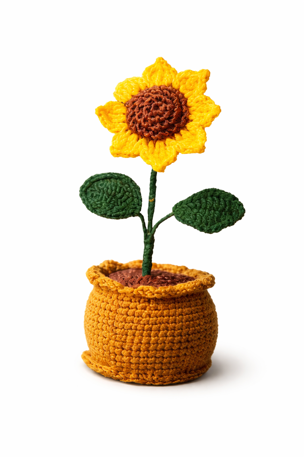 🌻 Handmade Crochet Sunflower Pot